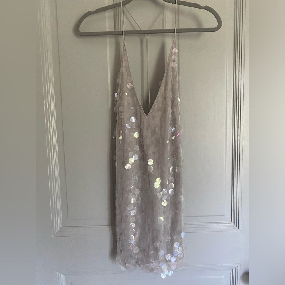 Motel Sequin Grey Mini Dress